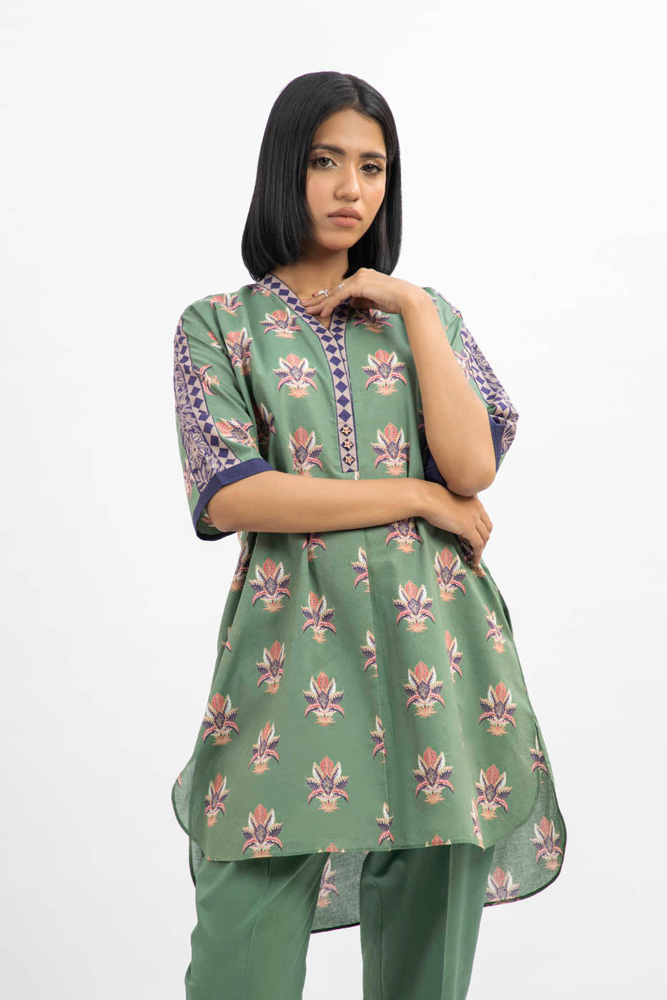 Printed Embroidered Lawn Kurti