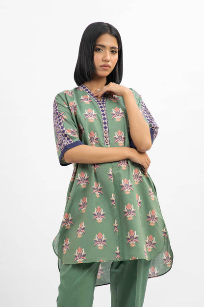 Printed Embroidered Lawn Kurti