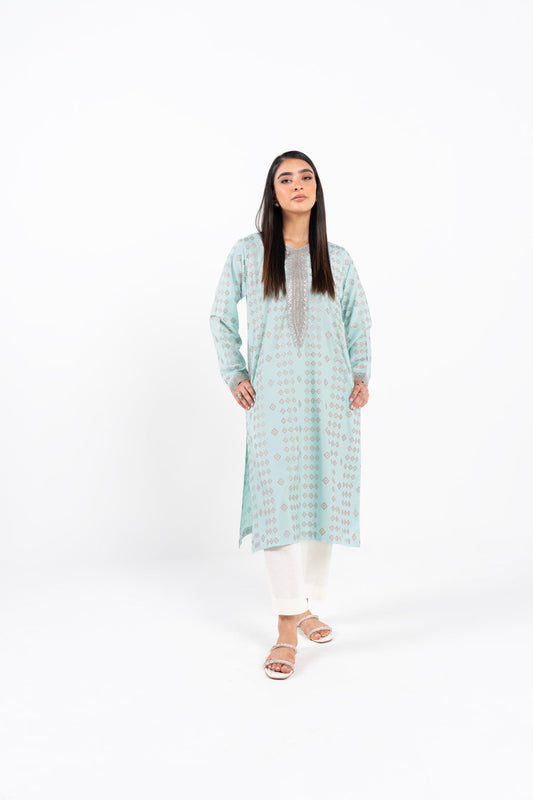 Printed Embroidered Cotton Silk Kurti