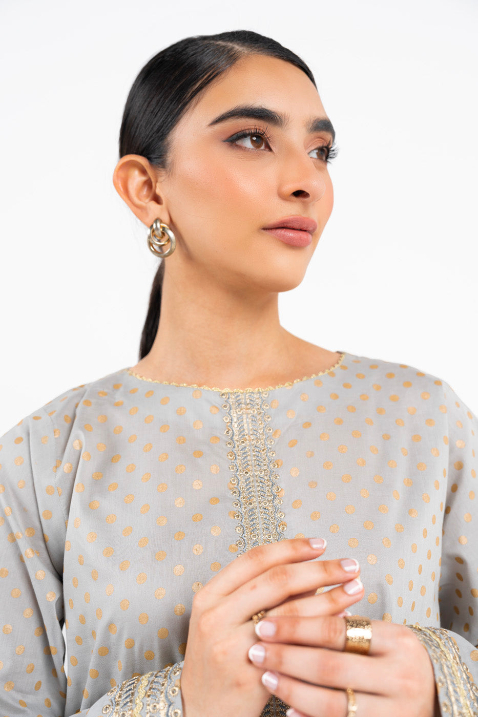 Printed Embroidered Cotton Silk Kurti