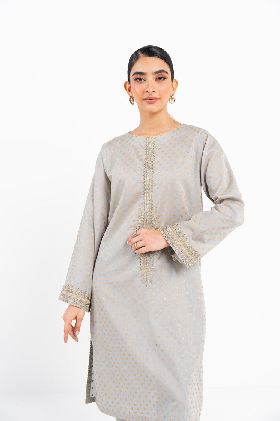 Printed Embroidered Cotton Silk Kurti
