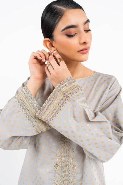 Printed Embroidered Cotton Silk Kurti
