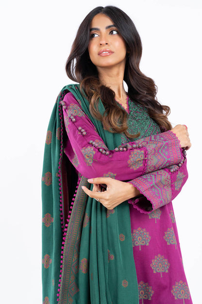 3 Pc Embroidered Viscose Suit With Viscose Jacquard Dupatta