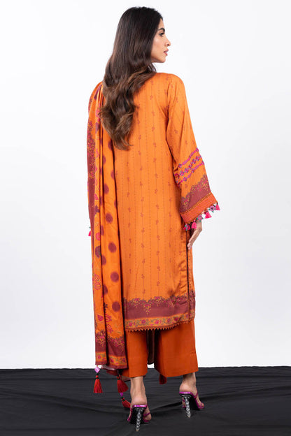 3 Pc Embroidered Twill Viscose Suit With Twill Viscose Dupatta