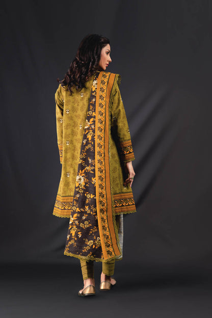 3 Pc Printed Khaddar Suit With Khaddar Dupatta