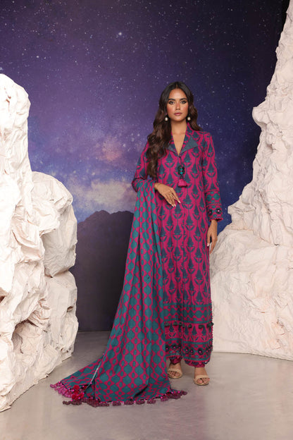 3 Pc Printed Khaddar Suit With Khaddar Dupatta