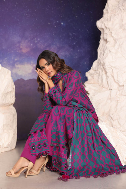 3 Pc Printed Khaddar Suit With Khaddar Dupatta