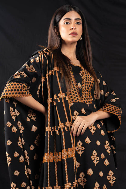 3 Pc Printed Cotail Viscose Suit With Viscose Dupatta