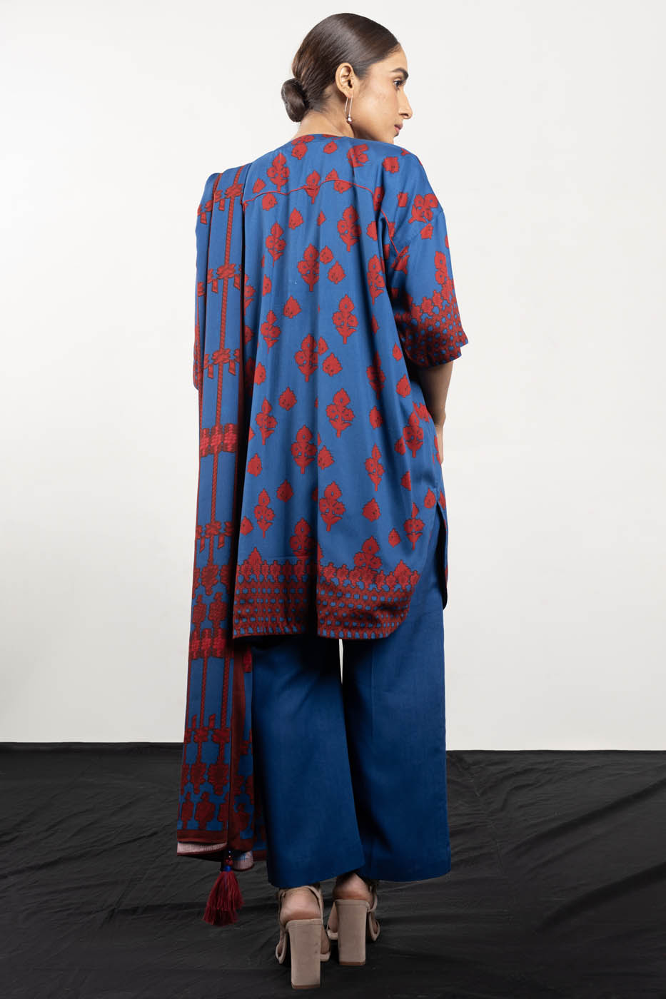 3 Pc Printed Cotail Viscose Suit With Viscose Dupatta