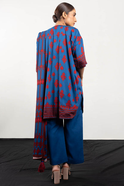 3 Pc Printed Cotail Viscose Suit With Viscose Dupatta