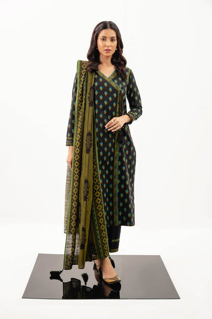 3 Pc Printed Khaddar Suit With Khaddar Dupatta
