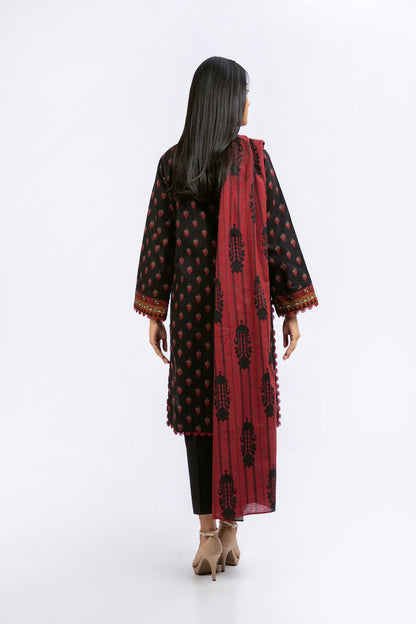 3 Pc Printed Khaddar Suit With Khaddar Dupatta