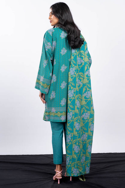 3 Pc Printed Khaddar Suit With Khaddar Dupatta