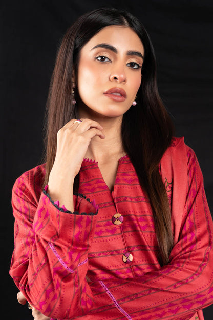 3 Pc Printed Twill Viscose Suit With Twill Viscose Dupatta