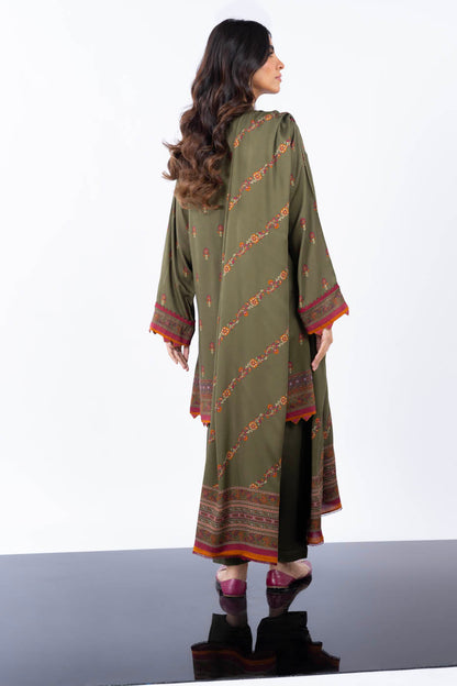 3 Pc Printed Twill Viscose Suit With Twill Viscose Dupatta