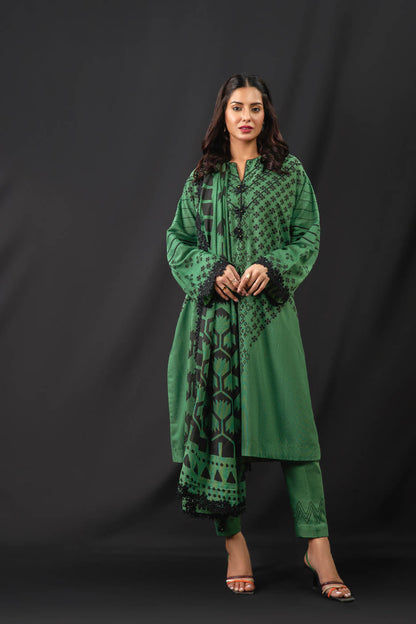 3 Pc Printed Karandi Suit With Karandi Dupatta