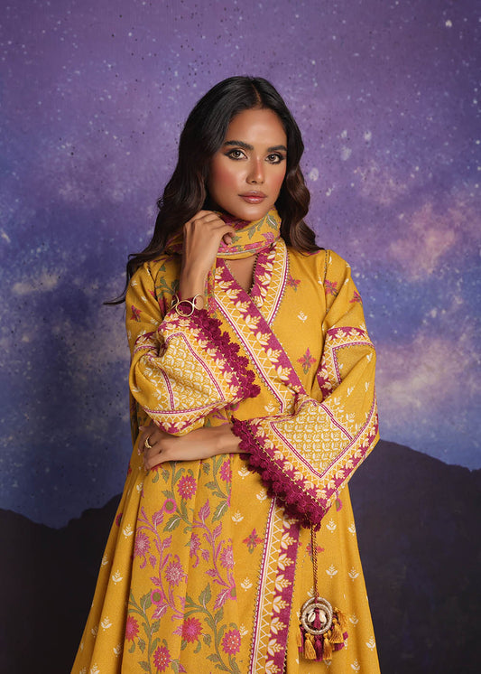 3 Pc Printed Karandi Suit With Karandi Dupatta