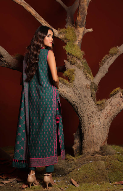 3 Pc Printed Khaddar Suit With Khaddar Dupatta