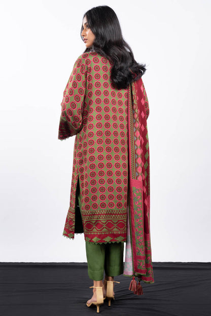 3 Pc Printed Twill Viscose Suit With Twill Viscose Dupatta