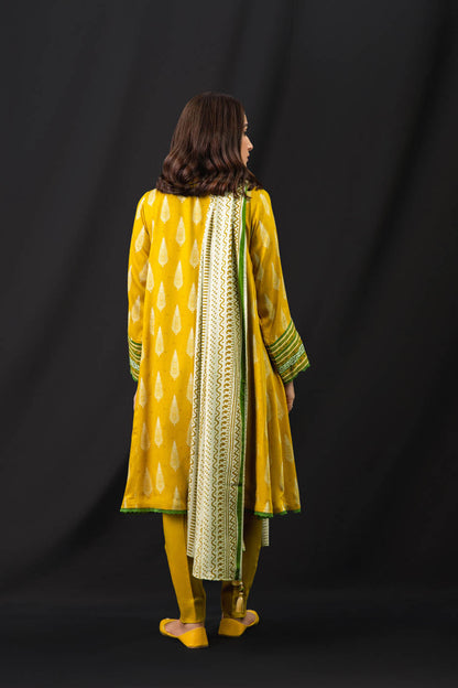 3 Pc Printed Twill Viscose Suit With Twill Viscose Dupatta