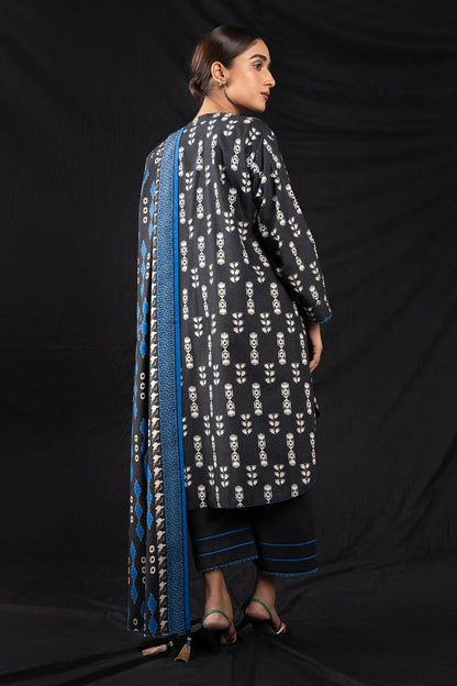 3 Pc Printed Karandi Suit With Karandi Dupatta