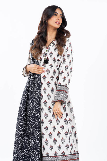 3 Pc Printed Khaddar Suit With Khaddar Dupatta