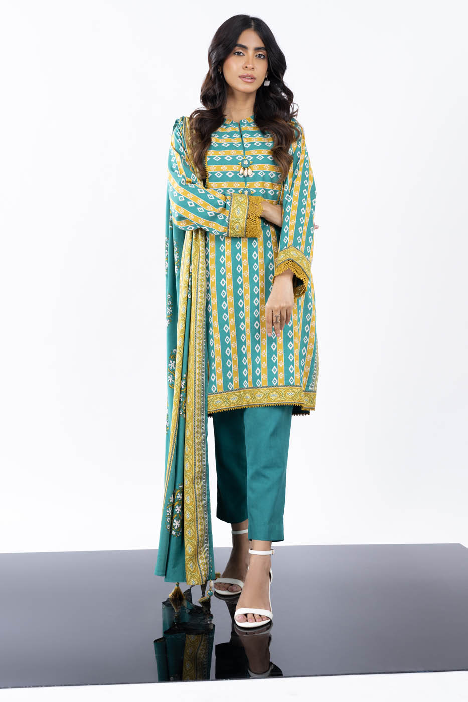 3 Pc Printed Viscose Suit With Viscose Dupatta