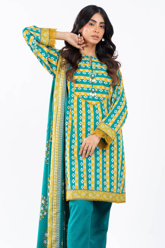 3 Pc Printed Viscose Suit With Viscose Dupatta