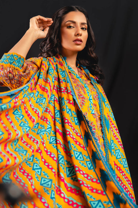 3 Pc Printed Twill Viscose Suit With Twill Viscose Dupatta