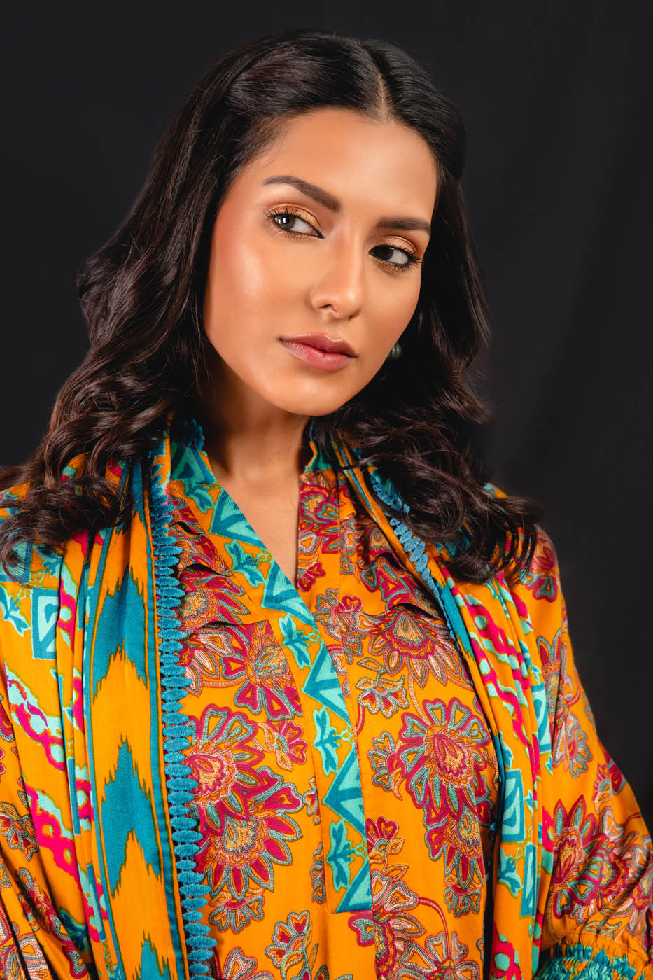 3 Pc Printed Twill Viscose Suit With Twill Viscose Dupatta