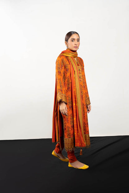 3 Pc Printed Twill Viscose Suit With Twill Viscose Dupatta