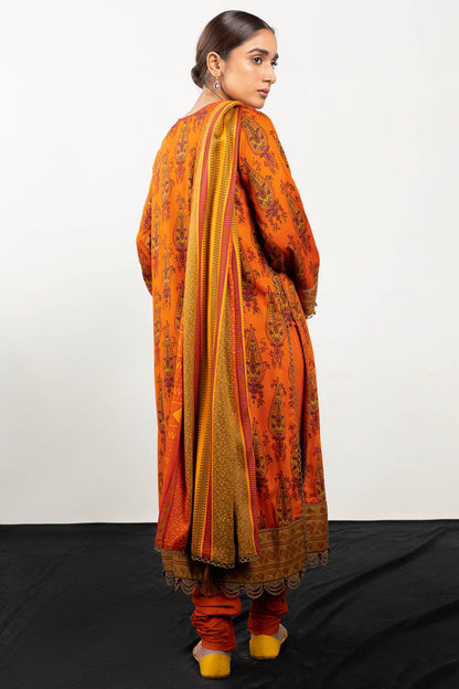 3 Pc Printed Twill Viscose Suit With Twill Viscose Dupatta