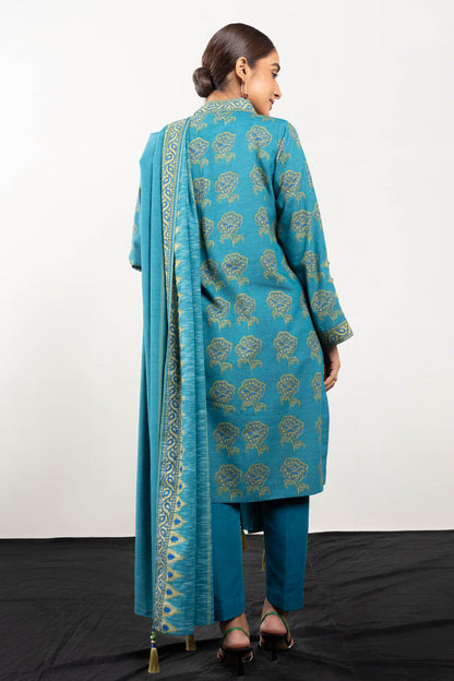 3 Pc Printed Staple Slub Viscose Suit With Staple Slub Viscose Dupatta