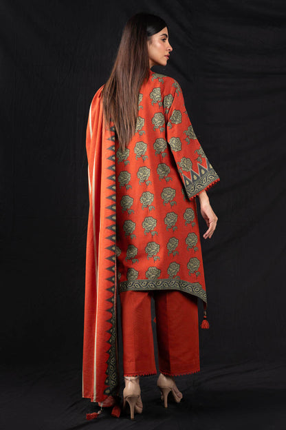 3 Pc Printed Staple Slub Viscose Suit With Staple Slub Viscose Dupatta