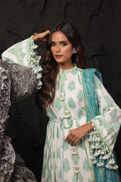 3 Pc Printed Khaddar Suit With Pashmina Shawl