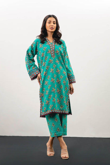 2 Pc Printed Khaddar Suit With Khaddar Trouser