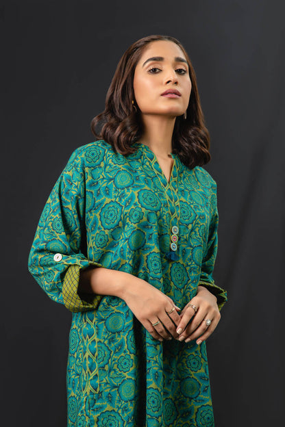 2 Pc Printed Viscose Suit With Viscose Trouser