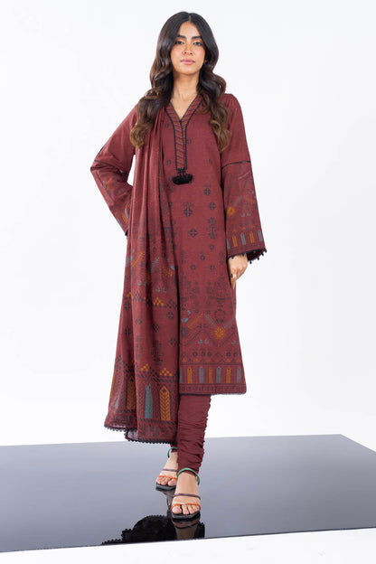 2 Pc Printed Khaddar Suit With Khaddar Dupatta