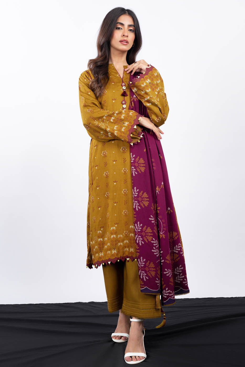 2 Pc Printed Twill Viscose Suit With Twill Viscose Dupatta