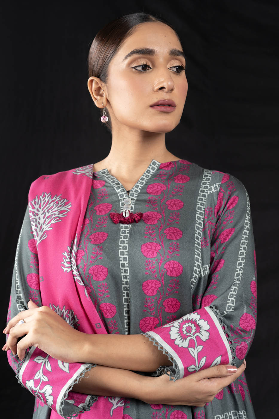 2 Pc Printed Twill Viscose Suit With Twill Viscose Dupatta