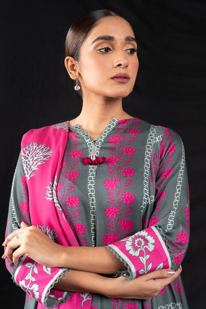 2 Pc Printed Twill Viscose Suit With Twill Viscose Dupatta