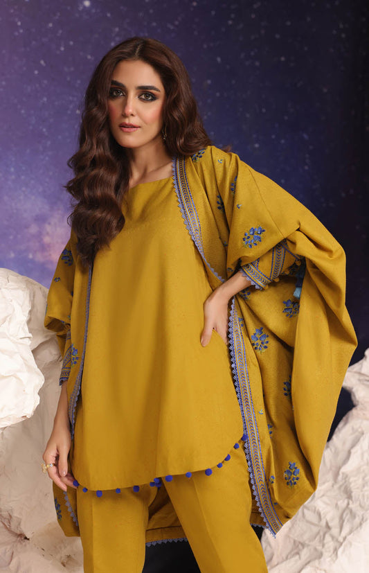 2 Pc Embroidered Neps Yarn Dyed Suit With Viscose Trouser