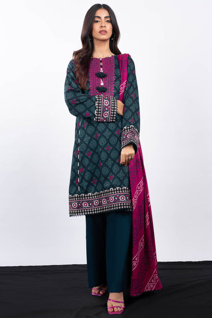 2 Pc Embroidered Viscose Suit With Viscose Dupatta