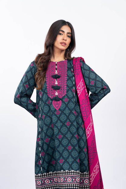 2 Pc Embroidered Viscose Suit With Viscose Dupatta