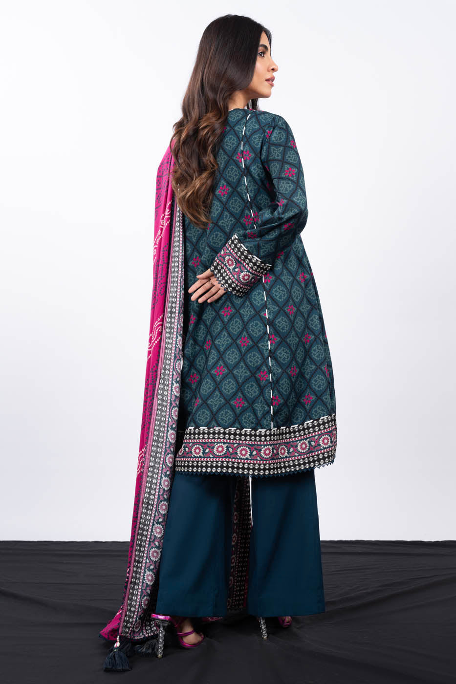 2 Pc Embroidered Viscose Suit With Viscose Dupatta