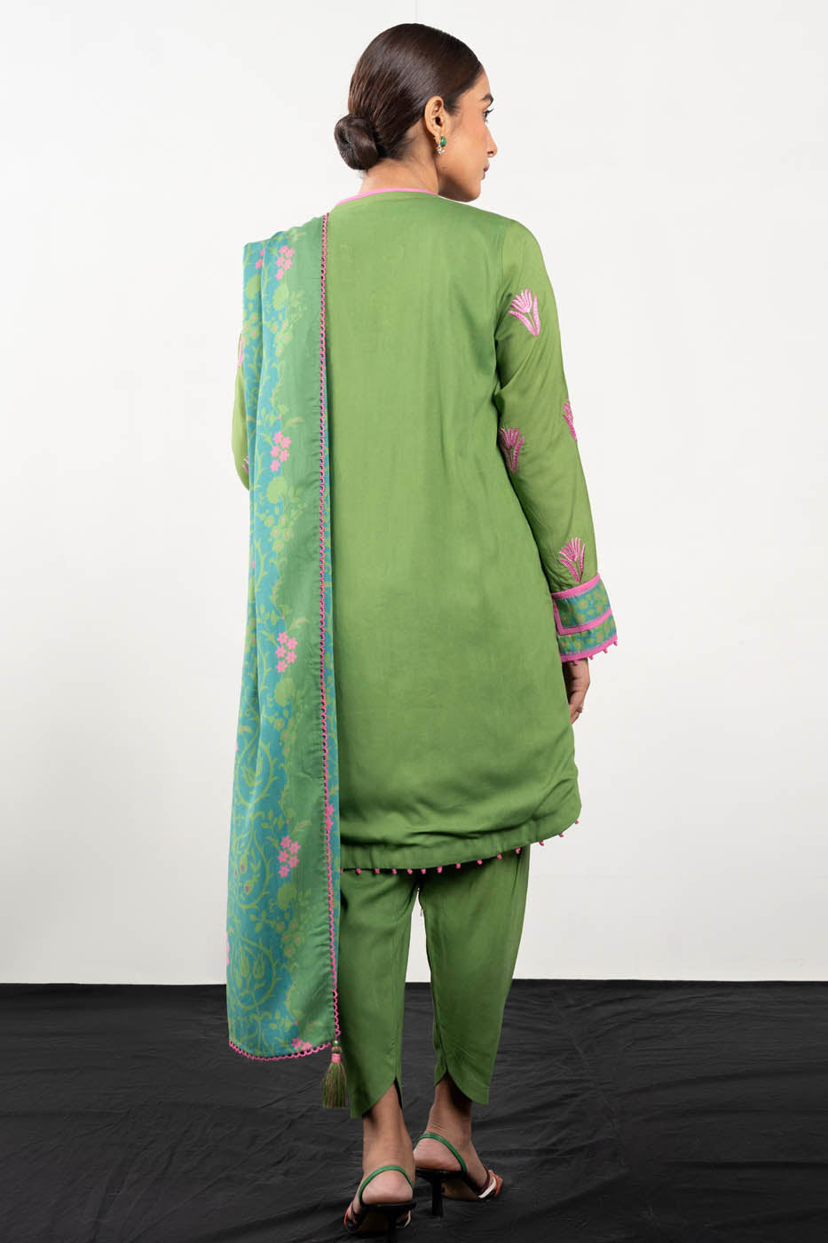 2 Pc Embroidered Viscose Suit With Viscose Dupatta