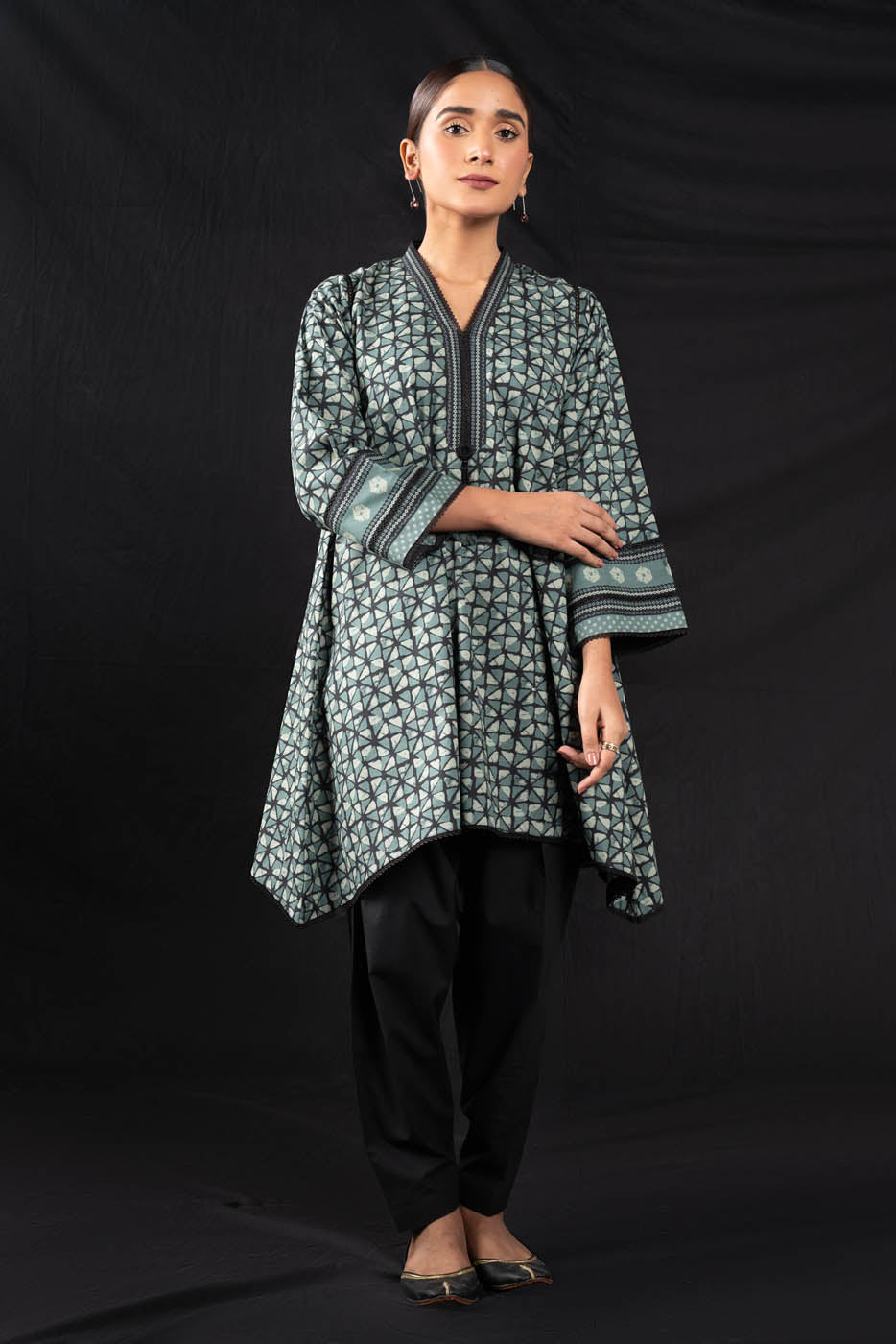 2 Pc Printed Cambric Suit With Cambric Trouser