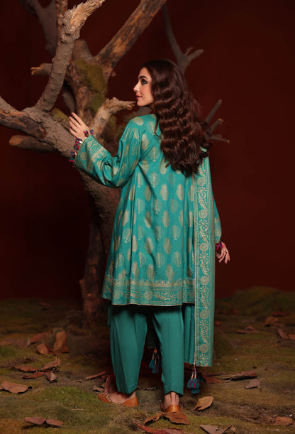 3 Pc Printed Chambre Suit With Chambre Dupatta