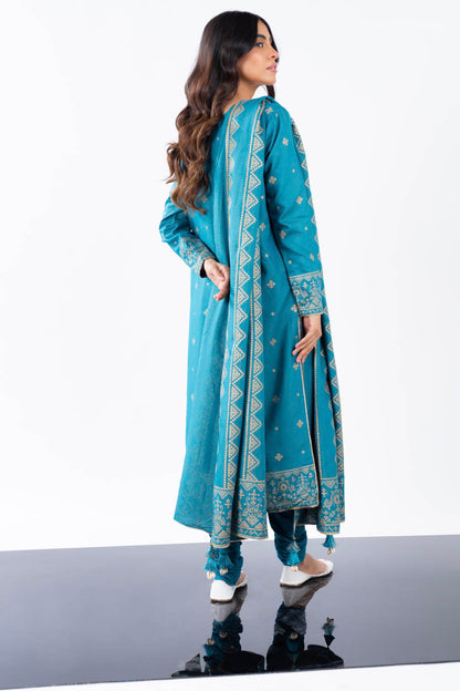 3 Pc Printed Chambre Suit With Chambre Dupatta