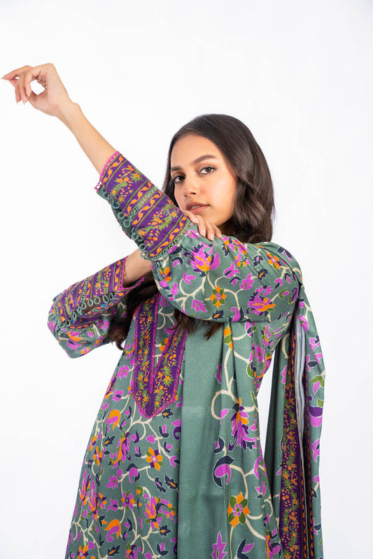 2 Pc Printed Lawn Suit With Lawn Dupatta